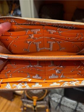Hermes Orange Signature H-Print Zip Wallet
